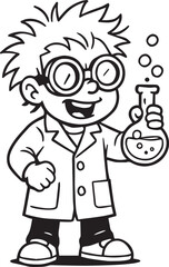 Young Scientist's Discovery: A young, enthusiastic scientist, with an innocent smile, examines a bubbling solution in a flask, embodying the spirit of scientific inquiry and exploration.