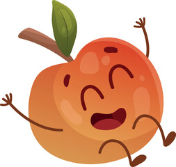 Red apple jumps and laughs