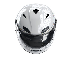 Fototapeta premium Side View of Open-Face White Motorcycle Helmet with Retro Goggles, Vintage Style, Isolated on Transparent Background
