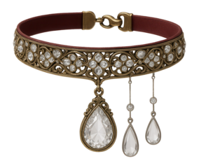 Crystal-embellished choker and matching teardrop earrings in a vintage style