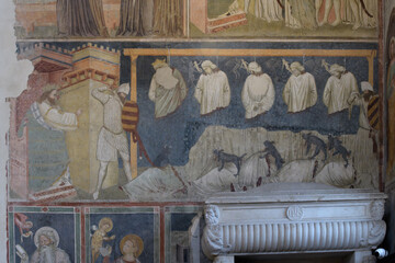 Fresco of the martyrdom of Franciscans in India, mid-14th century, Church of San Fermo Maggiore,...