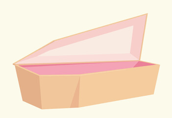 Open cardboard box with pink interior on light background  