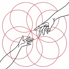 Abstract Hands Line Art Vector Design