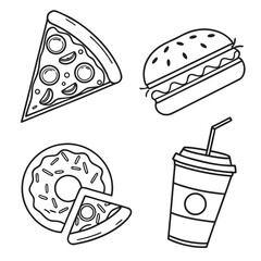 Modern Food Line Art Icon Vector Set
