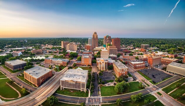 exploring overland park a captivating aerial view of the city s architecture and skyline in the midwestern state of kansas
