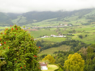 Beautiful nature of Azores. Small villages and deep natural green. © Jan