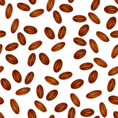 Seamless pattern of coffee beans in hand-painted watercolor style. Perfect for cafe branding, packaging, textiles, backgrounds, and kitchen decor.