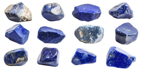 Lapis Lazuli Tumbled Rock Isolated on Transparent Background.