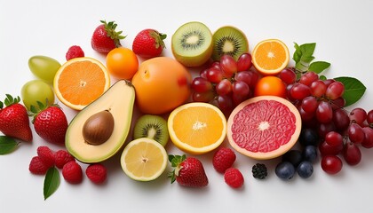 Naklejka premium a white background with a variety of fruit