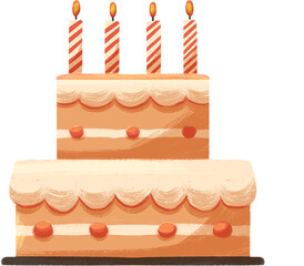 birthday cake with candles Hand Drawn