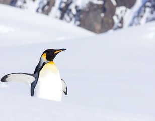 Fototapeta premium Emperor penguin on a snowy landscape