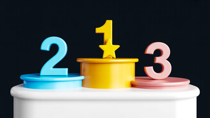 3D pastel podium, three rectangular tiers, white base, soft lighting