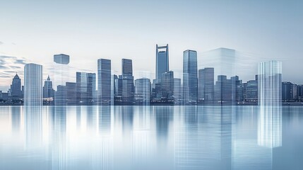 Obraz premium Modern City Skyline Reflection