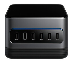 Charging station with five USB-C ports and rubberized base for multi-device support
