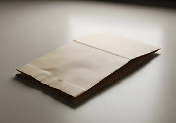 Blank brown paper bag on a neutral background with copy space