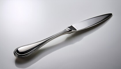 silver utensil placed on a plain white surface