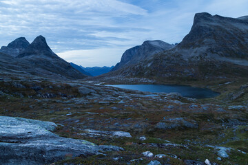 Mountain landscape in Norway at night