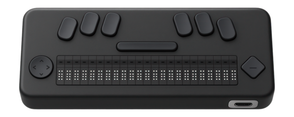 Braille display with 40 refreshable cells and USB-C connectivity for computer interface