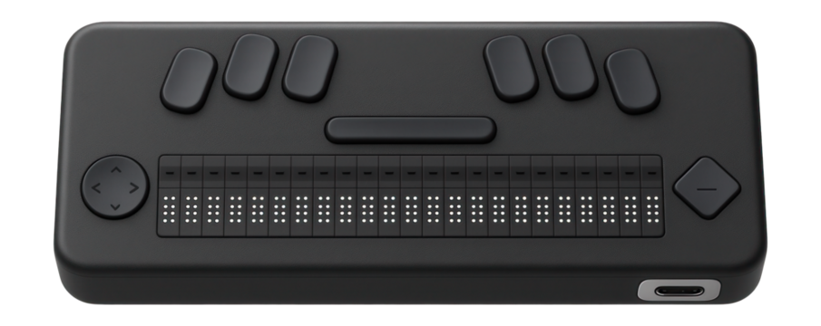 Braille display with 40 refreshable cells and USB-C connectivity for computer interface