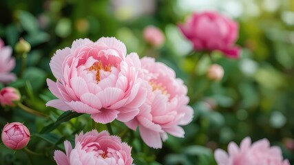 Delicate Pink Peonies in Serene Green Setting