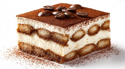 Delicious Tiramisu Dessert on White Background - High Quality Stock Image