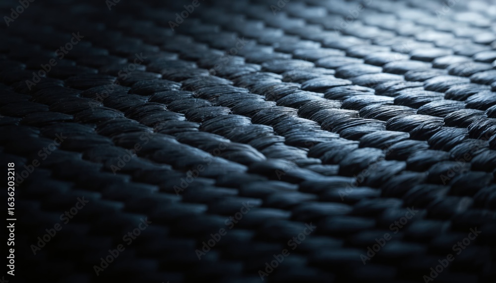 Poster close-up carbon fiber weave texture with diagonal pattern. dark surface with visible detail. industr