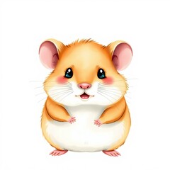Cute cartoon hamster standing with a cheerful expression  