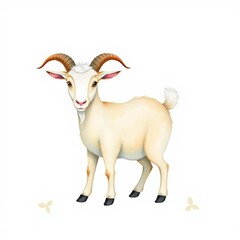 Fototapeta premium Cartoon goat standing with a friendly expression on white background 