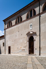 Bassano del Grappa, Vicenza, Veneto, Italy - July 9, 2025 - Views of the city, the castle, and the Alpine Bridge