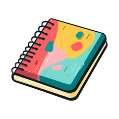 A modern, colorful, flat vector illustration of a spiral-bound notebook. This image is suitable for websites and blogs related to education, creativity, planning, or journaling.

