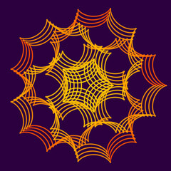 Bright Orange and Yellow Abstract Geometric Pattern with Curved Lines and Symmetry