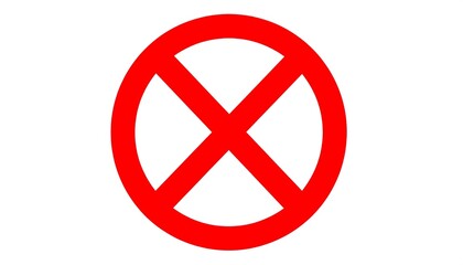 Obraz premium Red circle with a red diagonal cross