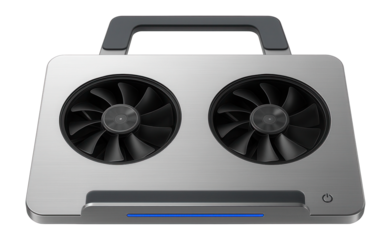 Silent laptop cooling stand with dual fans and ergonomic angle adjuster