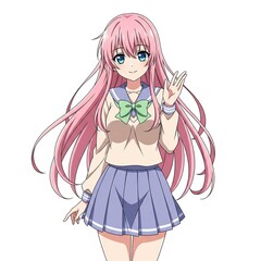 Anime girl in pink dress