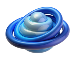 Abstract blue geometric shape modern design artistic curvy lines smooth surfaces 3d illustration isolated on transparent background