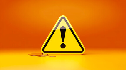 3D warning sign, bold design, centered on vivid orange backdrop