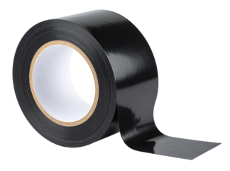roll of black rubber adhesive tape isolated on white background