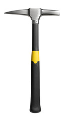 Railway pick hammer with a heavy-duty steel head and long handle for track maintenance.