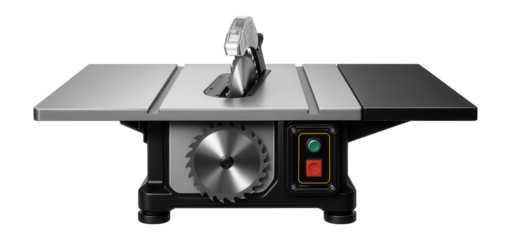 Table saw with an integrated outfeed table, providing extra support for cutting large panels.