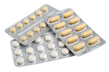 Tablets in foil blister packs on AI generated by PNG