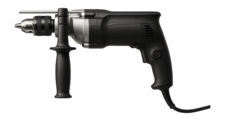Corded hammer drill with a depth stop rod for accurate drilling in repetitive tasks.