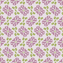 Seamless floral ribbon and leaf pattern in soft pink and green, perfect for fabric printing, wallpapers, gift wrap, and decorative craft projects.
