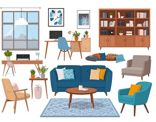 Fototapeta premium Home office and living room furniture collection