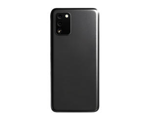Top-Down Rear View of Smartphone on Invisible Surface with Shadow, Clean Studio Lighting, Isolated on Transparent Background