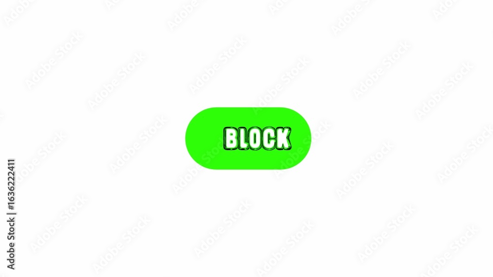 Poster green oval button with block text on white background image