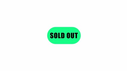 Green Oval Sold Out Sign with Black Text on White Background label announcement