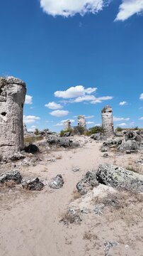 Summer view of rock formation Pobiti Kamani (Upright Stones), Varna region, Bulgaria