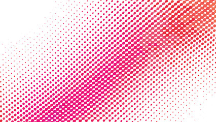 Halftone pattern with diagonal gradient of pink and red dots on a white background forming a dynamic design