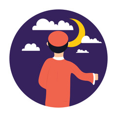 Seeing Moon Vector Illustration Which can easily edit or modify