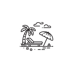 Beach icon. Summer. Resort. Holiday. Sun Lounger. Vector icon isolated on white background.
